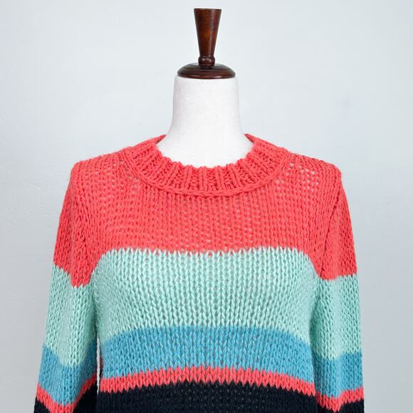 Marc Cain Colorblock Knit Cotton Alpaca Crewneck Sweater - Picture 4 of 12